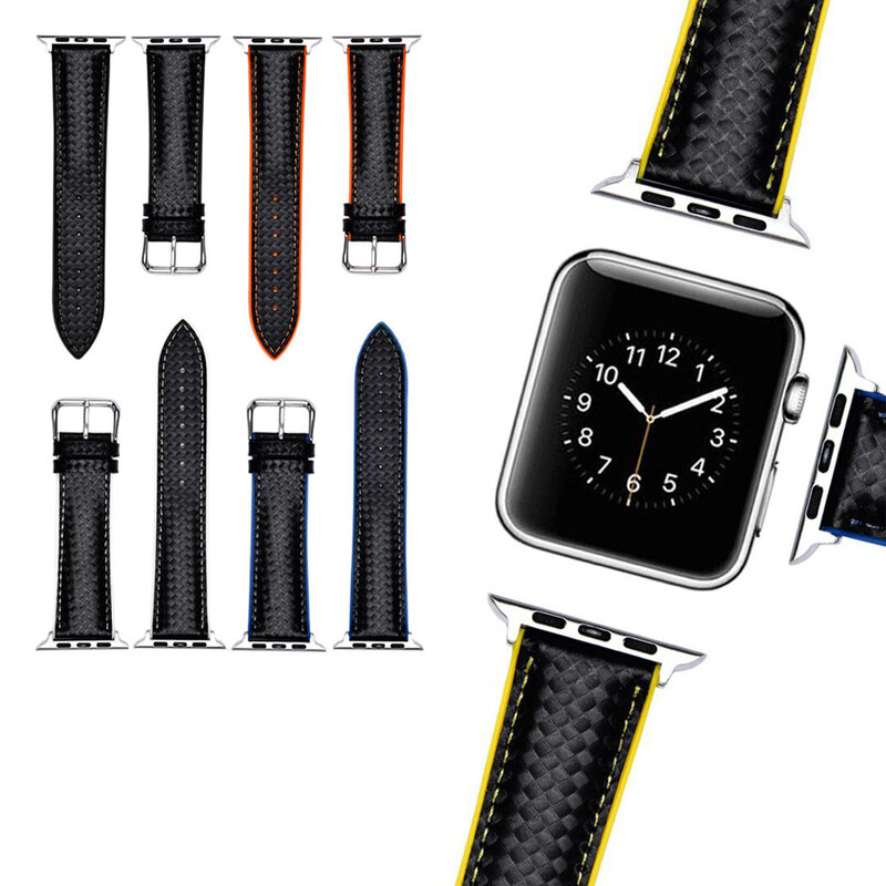 Aplicable a iWatch correa de cuero 38MM 40 44MM cinta de repuesto Apple watch con 3 2 1 muñeca de silicona correa