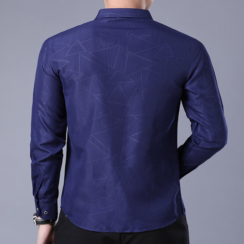 Koszula Dudalina męskie geometryczne Casual markowe ciuchy koszula męska 2020 z długim rękawem formalna biznesowa koszula męska Slim Fit designerska sukienka