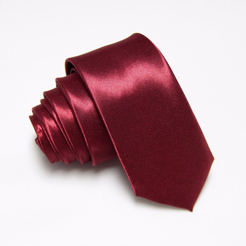 Gravatas finas e finas para homens, gravata de pescoço, cor sólida, poliéster, 5cm de largura, 2019