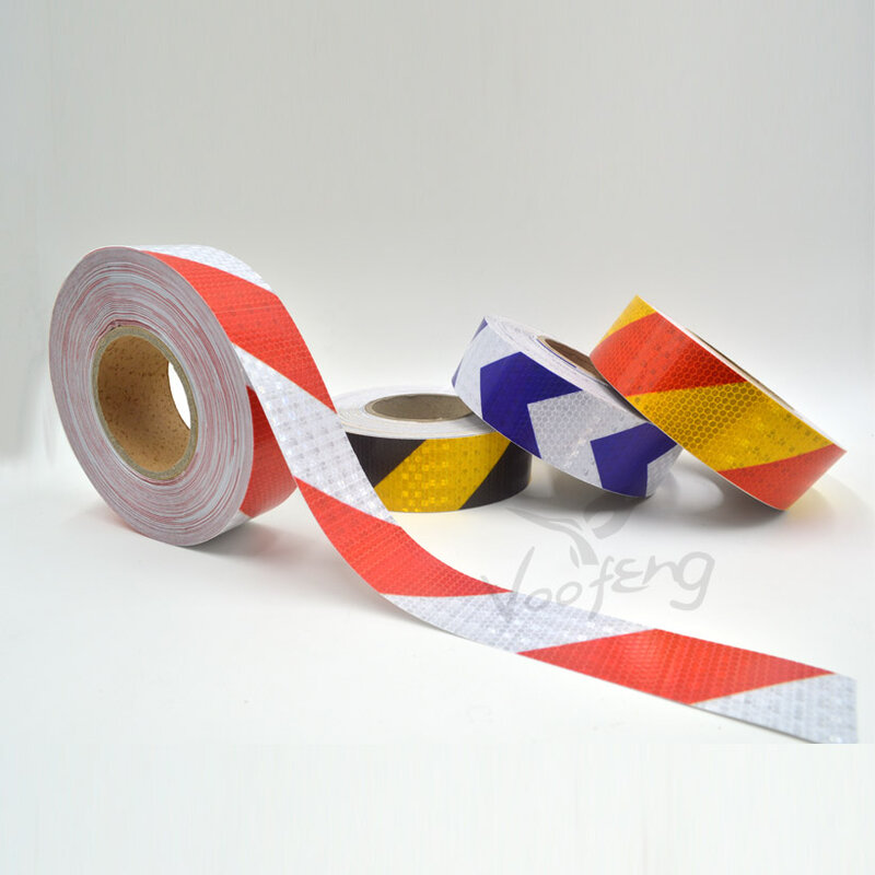 Roadstar-pegatina reflectante brillante para coche, cinta de advertencia autoadhesiva con impresión de sarga de Color rojo y blanco, 5cm x 3m