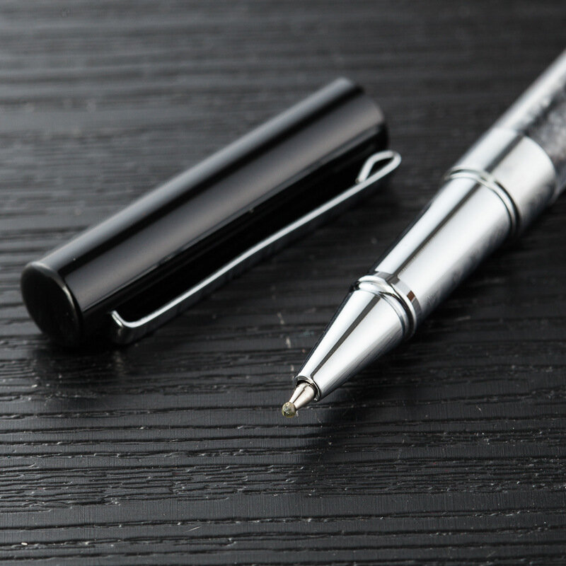 Novo metal diamante cristal esferográfica caneta moda presente criativo gel canetas escritório negócio assinatura caneta material de escritório logotipo personalizado