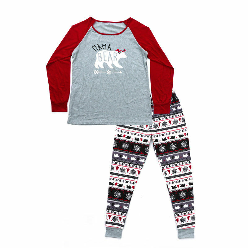 Emmababy Family Christmas Pajamas Set Family Matching Clothes Polar Bear Printed Family Matching Outfits Soft Cotton Sleepwear