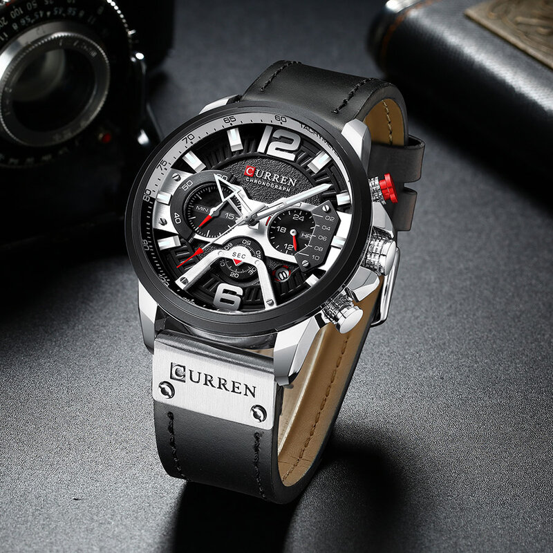 Часы Curren, мужские, Роскошные, брендовые, с секундомером, водонепроницаемые, мужские, наручные часы, часы из нержавеющей стали
