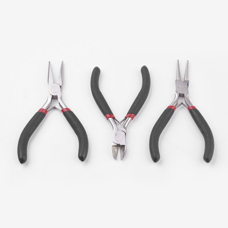 45# Steel DIY Jewelry Making Tool Round Nose Pliers Wire-Cutter Pliers and Side Cutting Pliers 315x70x10mm 3pcs/set