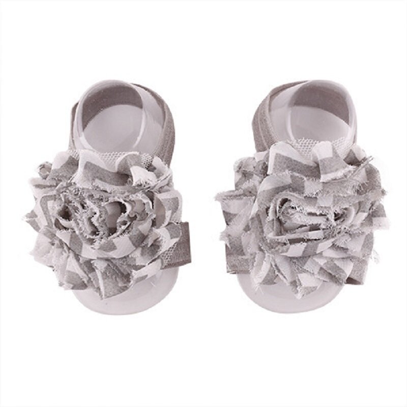 Hooyi Baby Girls Foot Flower 0-5Years Newborn Floral Foot Accessories Socks Chiffon Barefoot Top Quality Boy Slipper F1