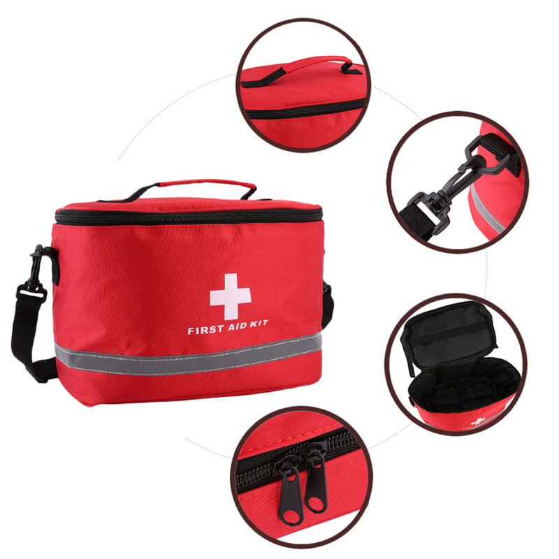 Kit de primeiros socorros red nylon, kit de sobrevivência a emergências, símbolo cruz, alta densidade, esportes, camping, casa e ambientes externos