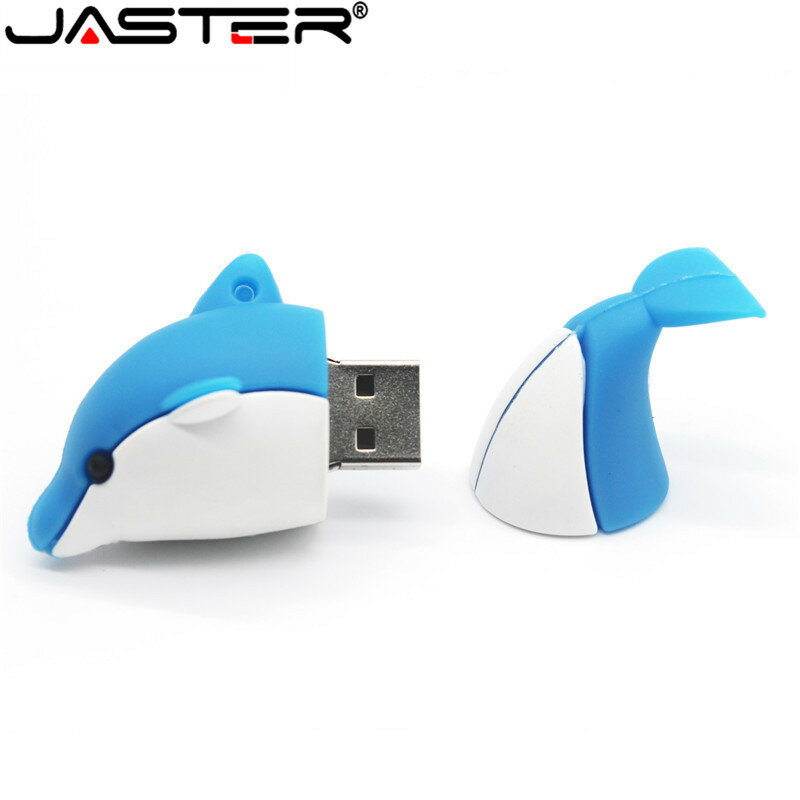 JASTER Ổ Đĩa U Bút Cá Heo Phong Cách 4GB 8GB 16GB 32GB 64GB Đèn LED Cổng Usb 100% Dung Tích