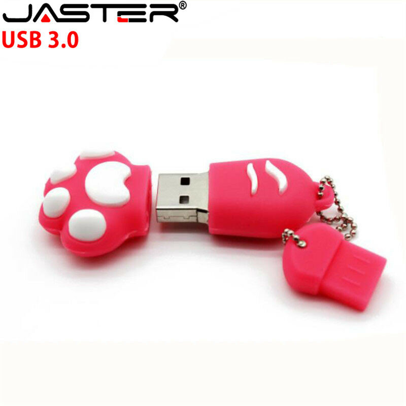 Jaster USB 3.0 Flash Drive Kartun Kucing Flashdisk Kecepatan Super 64GB 32GB 16GB Memori USB stick Hadiah Pena Drive