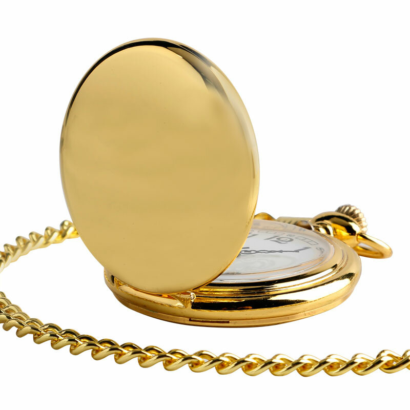 Цепочка FOB Полный Охотник замок крутая золотая цепочка современный подарок для мужчин женщин повседневные карманные часы гладкая Мода Подвеска кварцевые