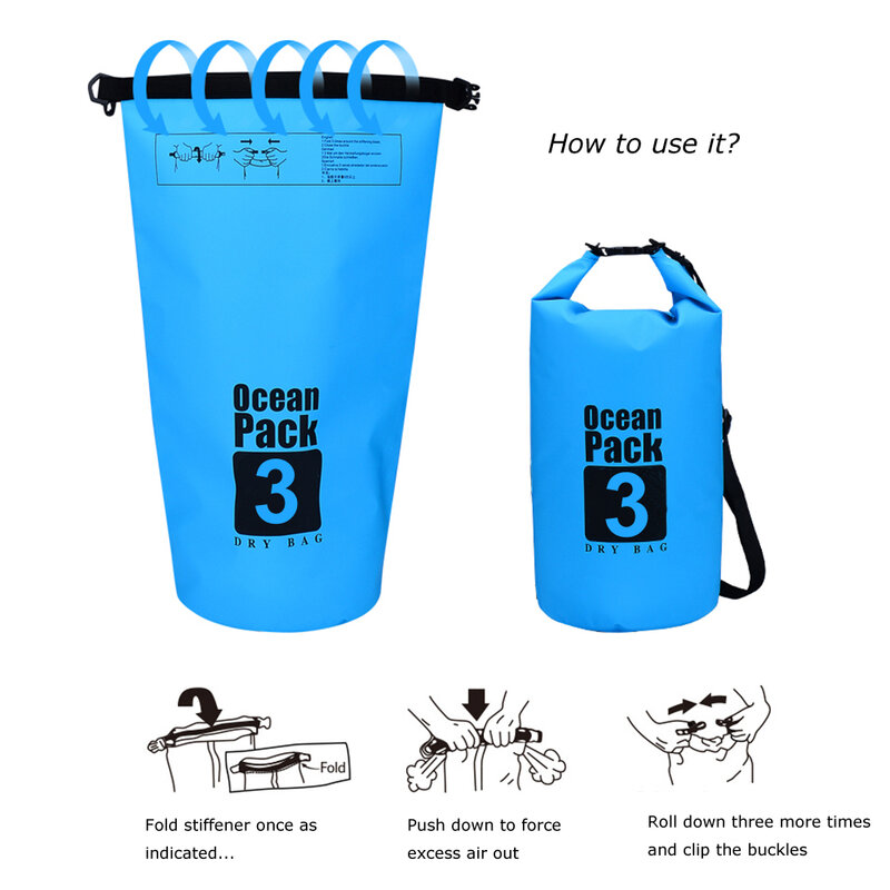 3L Waterproof Water Resistant Dry Bag Sack Storage Pack Pouch Swimming Outdoor Kayaking Canoeing River Trekking Boating