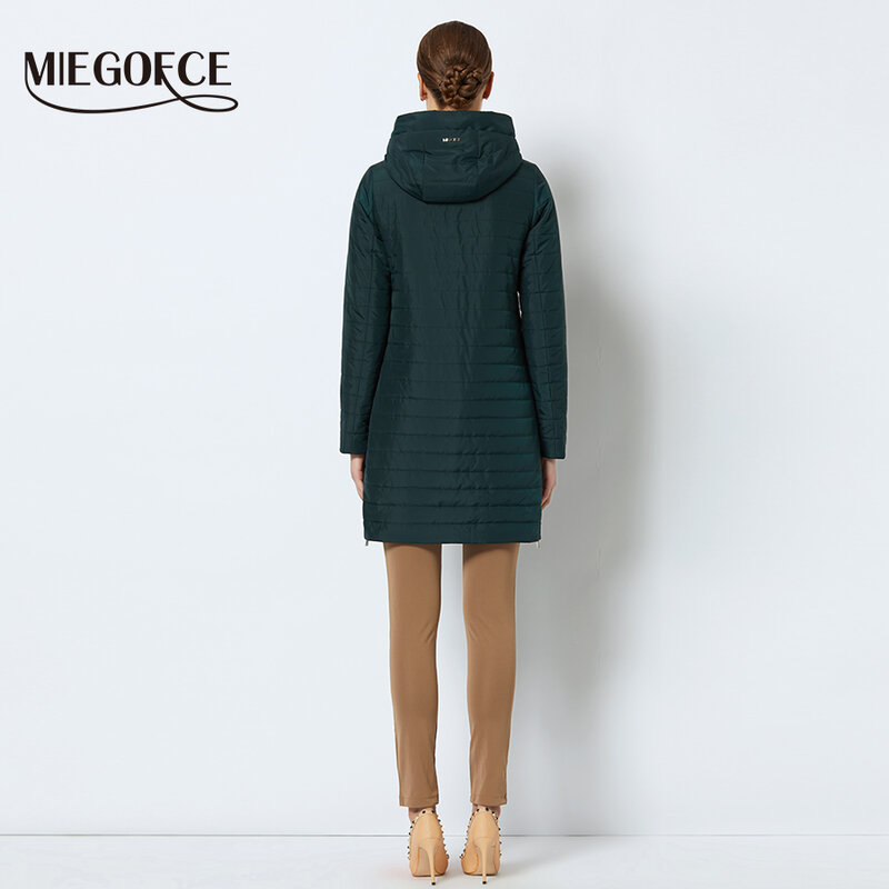 Miegofce 2019 새로운 봄 컬렉션 재킷 봄 여성의 파카 재킷 후드와 따뜻한 고품질 여성의 얇은 파카 코트