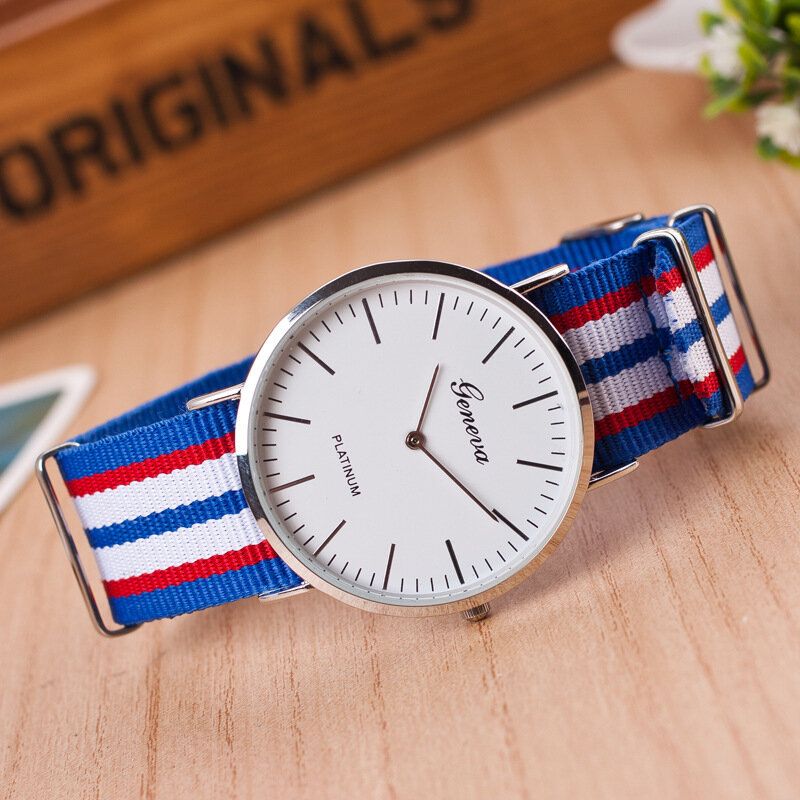 MINHIN Geneva модные женские часы нейлоновая лента ультра-тонкие кварцевые наручные часы нейтральные часы Простой Дизайн Женские Брендовые Часы