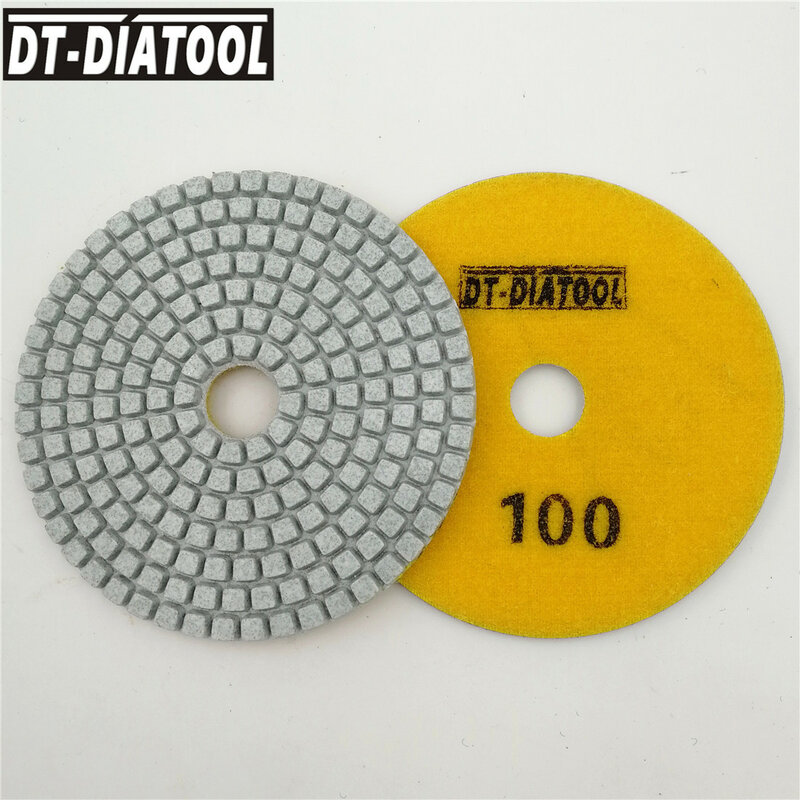 Discos de lijado de resina blanca de diamante, almohadillas de pulido en húmedo de diamante, 4 "/100mm de diámetro, buena calidad 100, 10 DT-DIATOOL por juego