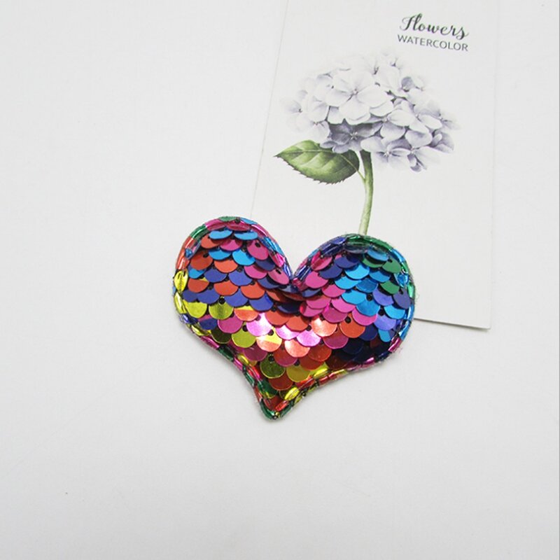 50 pcs/lot Glitter Paillette sequin Heart star Padded Patches Appliques For Clothes Sewing Supplies DIY Craft Decoration
