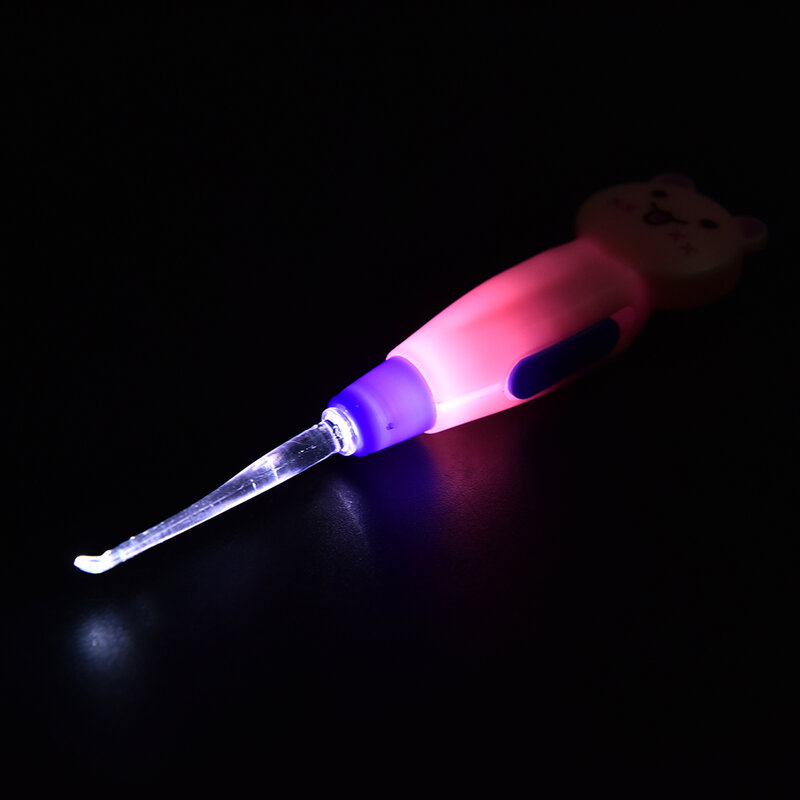 Nowy wosk z lekką łyżeczką LED Cartoon opieka nad dzieckiem uszy łyżka kopanie Luminous Dig Ear strzykawka Ear-picker urządzenia do oczyszczania dziecka