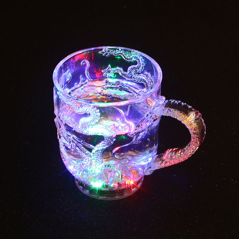 Luminous Beer Cup LED Mug Wine Light Cup Chinese dragon creative Decor present Gift wedding bar celebration props glowing toys
