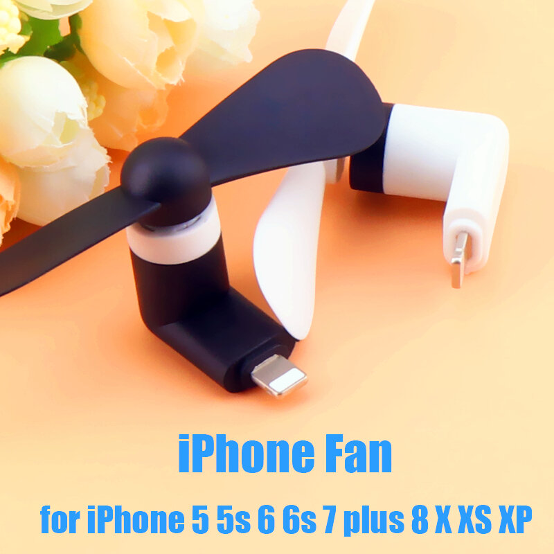 Ventilador usb com 8pin para iphone, ventilador flexível portátil com refrigeração e testador para iphone 5, 6, 6s, 7, 8, x, xs, xr, ipad