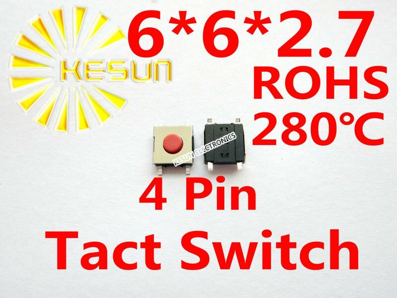 FRETE GRÁTIS 100 pcs 4pin SMT 6X6X2.7mm Tátil Tact Botão Micro Interruptor ROHS Momentary