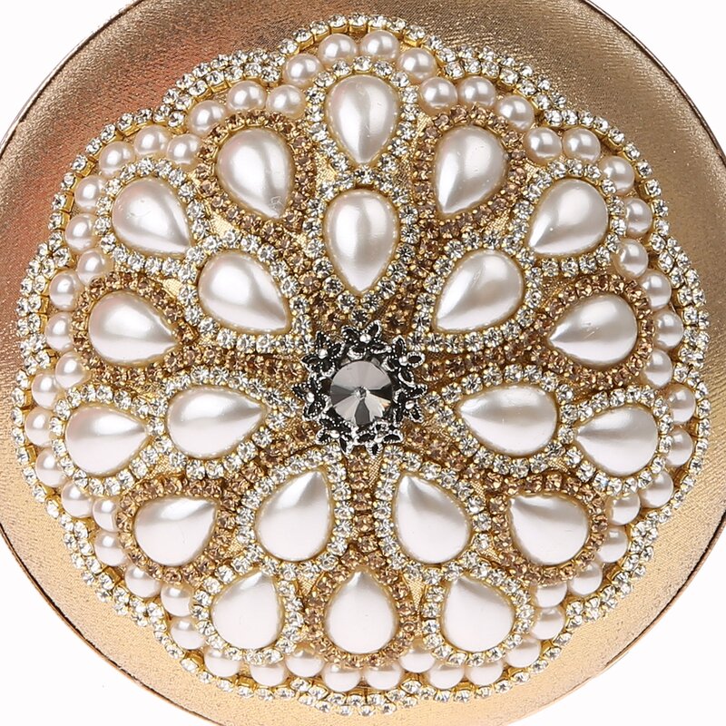 JaneVini-Bolso de lujo con diamantes de imitación dorados para mujer, bolso de noche con cuentas, cadena cruzada, para boda, bola redonda