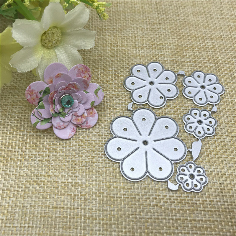 Estêncil em metal para scrapbooking diy, estêncil de flores para decoração de cartões de papel e artesanato