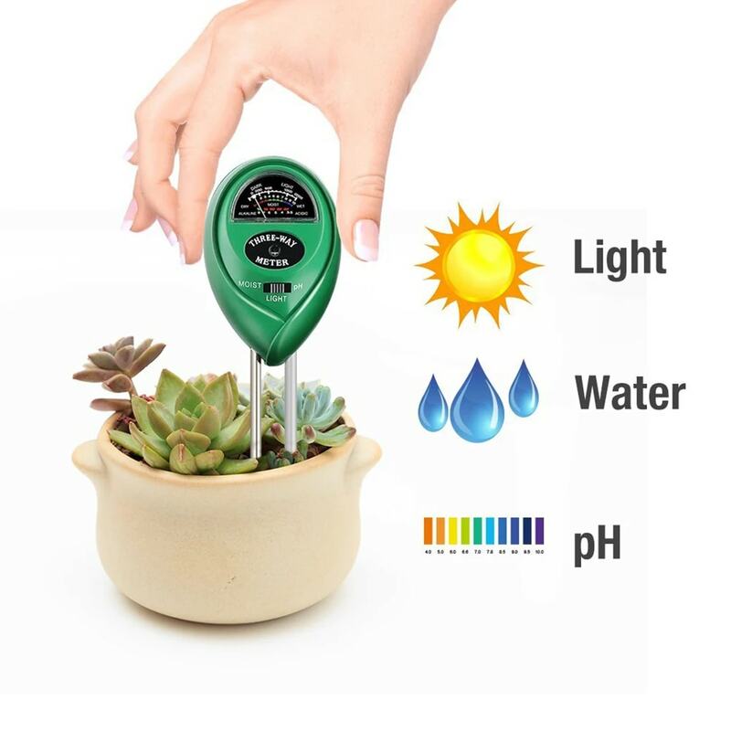 3 In1ดินน้ำ Moisture PH Meter ความเป็นกรดความชื้นแสงแดดแสง PH Test พืชสวนดอกไม้ Moisture เครื่องมือทดสอบ