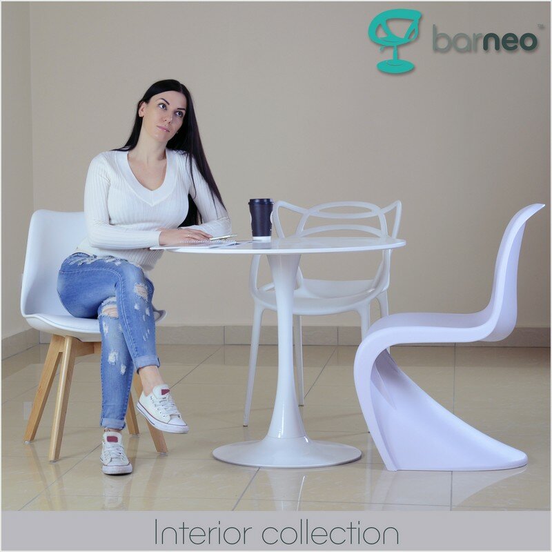 94975 Barneo N-221 кухонный стул пластиковый стул белый стул для улицы мебель для кафе стул для кафе уличный стул для летника пластик доставка в Каз...