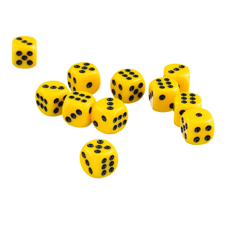 Набор желтых непрозрачных шестигранных кубиков D6 для ролевых игр, 12 мм, 50 шт.