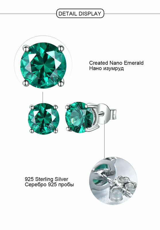 UMCHO 925 orecchini in argento Sterling semplice croce smeraldo per le donne fidanzamento Birthstone forato regalo per feste gioielleria raffinata