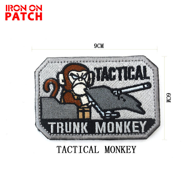 Patch tático do bordado para o revestimento, Patchwork militar, tronco do macaco do tanque, braçadeira do gancho e do laço, epaulette Button Badge