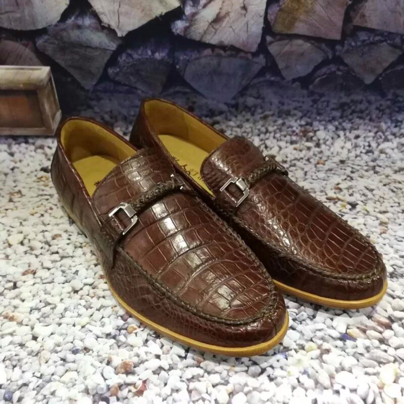 2018 baru 100% Asli nyata asli crocodil kulit perut pria sepatu bisnis sepatu pria fashion kualitas mewah high end kulit brown