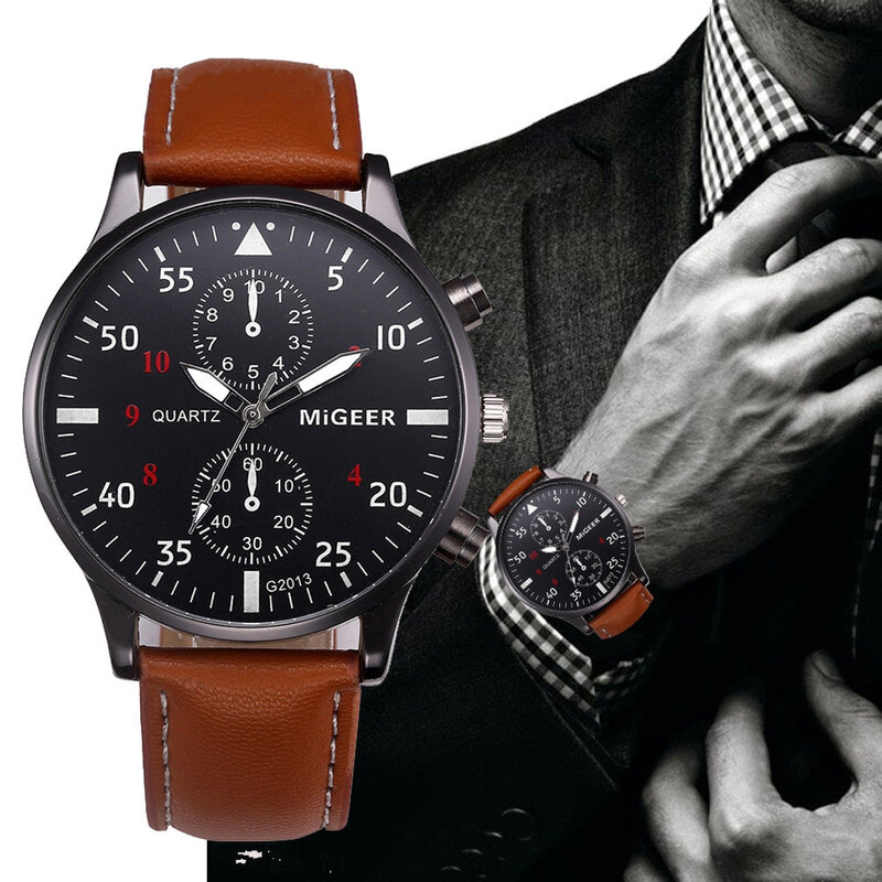 Relógio de pulso de couro casual masculino, marca superior, relógio de moda de luxo masculino