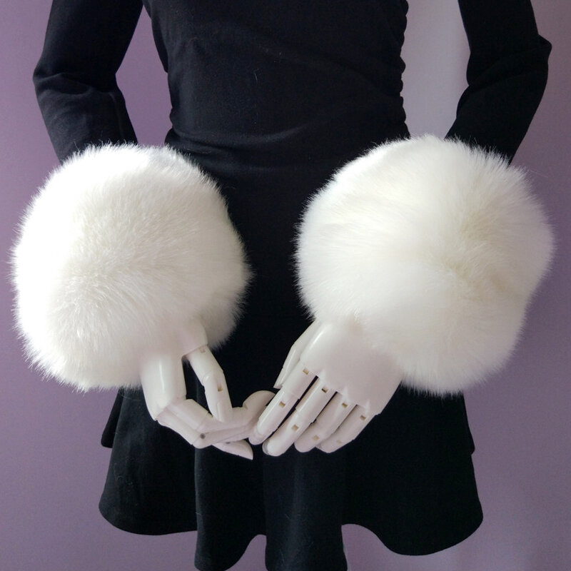 High Quality Faux Fox fur Cuffs Hot Sale Wrist Warmer Elegant Fox Fur Cuff Arm Warmer Lady Bracelet Faux Fur Wristband Glove