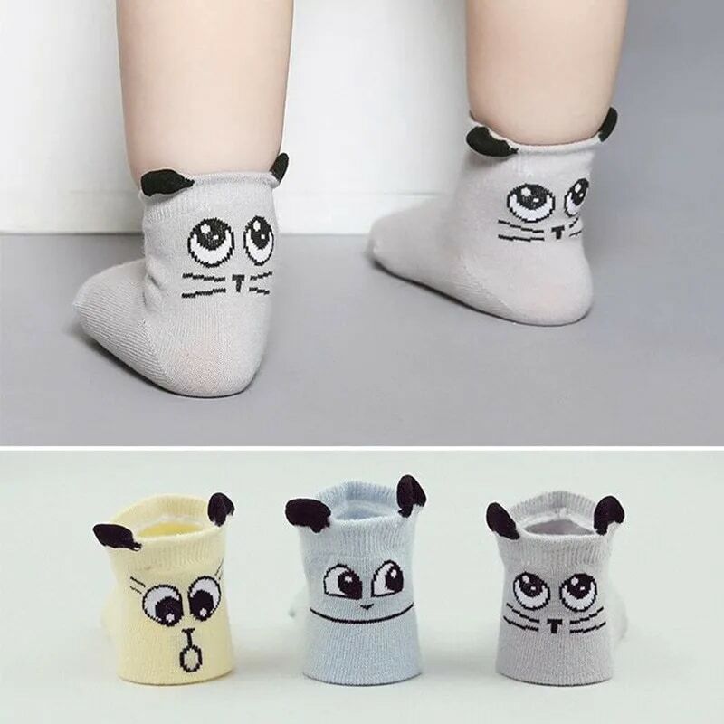 2024 New Spring Baby Socks Newborn Cotton Boys Girls Cute Toddler Asymmetry Anti-slip Socks
