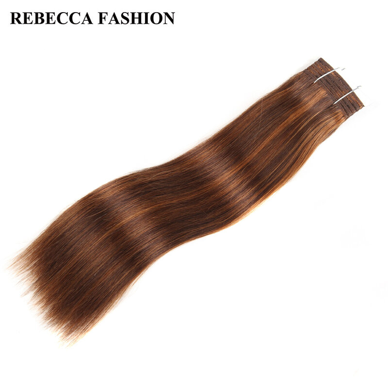 Rebecca Double Drawn Hair 113g Remy Brazilian Yaki Straight Human Hair Bundles 1 PC Balayage Brown 613 Blonde Red Piano Colors