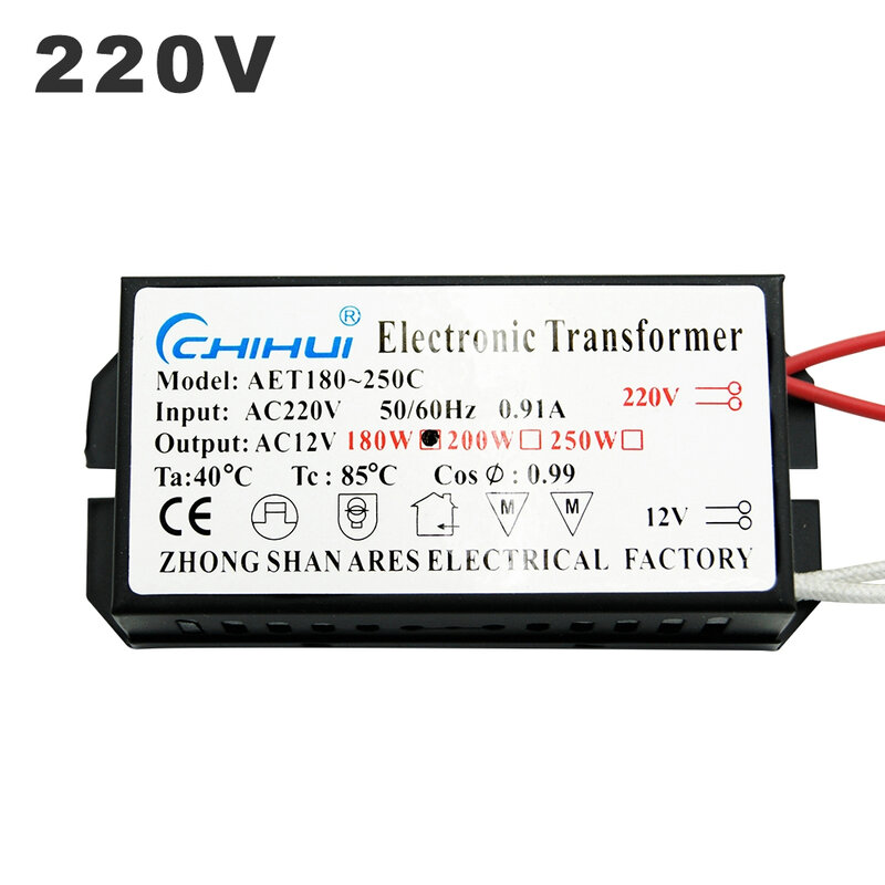 220V หม้อแปลงไฟฟ้าอิเล็กทรอนิกส์ W 60W 80W 105W 120W 160W 180W 200W 250W AC 12V หลอดฮาโลเจนโคมไฟคริสตัล G4 ลูกปัด