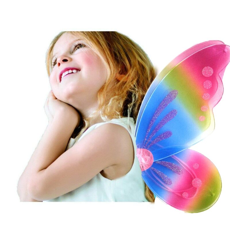 Asas de borboleta para meninas, vestir asas, favor de festa de aniversário, acessório do traje, vestuário de Halloween, 1pc