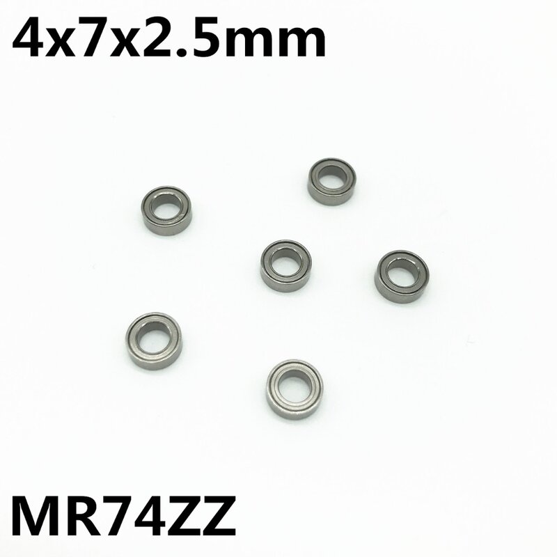 Rodamiento en miniatura MR74ZZ, rodamiento de bolas de ranura profunda de 4x7x2,5mm, alta velocidad avanzada MR74Z MR74, 10 Uds.