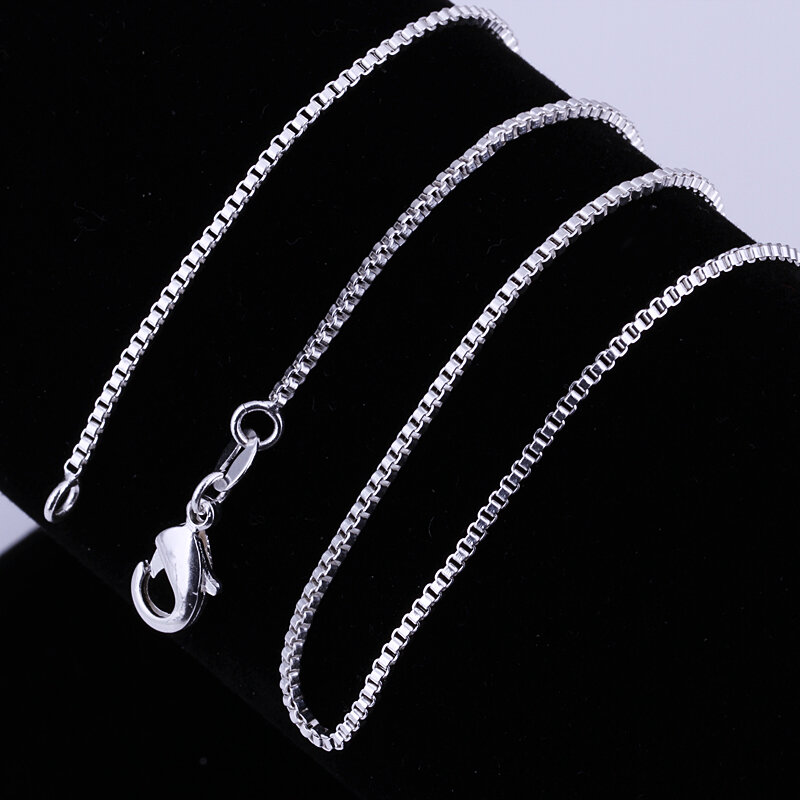 Wholesale 16-24inches Charms wedding 1MM Box style chain silver color cute women Men necklace jewelry silver fashion cute C007