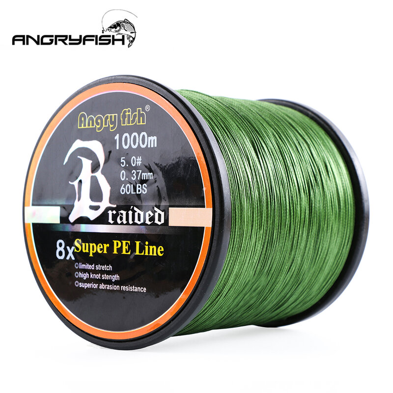 Angryfish Wholesale 1000Meters 8x Braided Fishing Line 8 Colors Super Multifilament PE Fishing Line for Saltwater Fishing