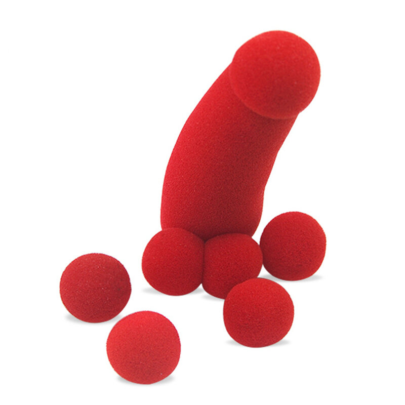 1set Small Sponge Brother with 4pcs Sponge Balls Magic Tricks Stage Street Illusions Gimmick Accessories Props Joke Penis Toys