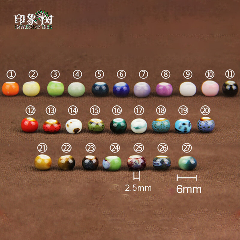 50 pcs/LOT 6mm coloré personnalité rétro spot petites perles en céramique pour bijoux à bricoler soi-même à la main faisant des fournitures en gros en vrac 73