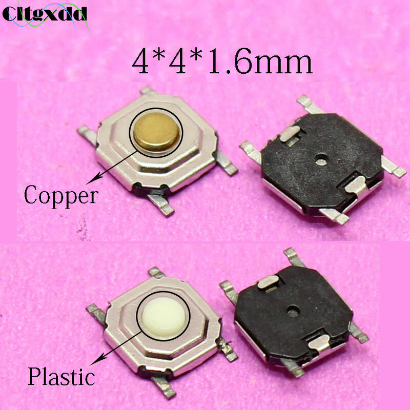 Cltgxdd 1 sztuk 4*4*1.5/1.6/1.7mm 4 światło punktowe mikroprzełącznik dotykowy SMD4 wodoodporna ON/OFF dotykowy przełącznik przycisk z tworzywa sztucznego lub miedzi