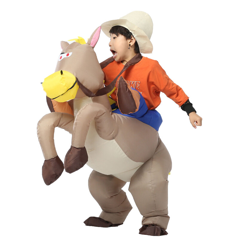 Inflatable Horse Dewasa Anak-anak Kostum Halloween Kostum untuk Pria Naik Kuda Koboi Cosplay Kostum Inflatable Partai Fancy Gaun
