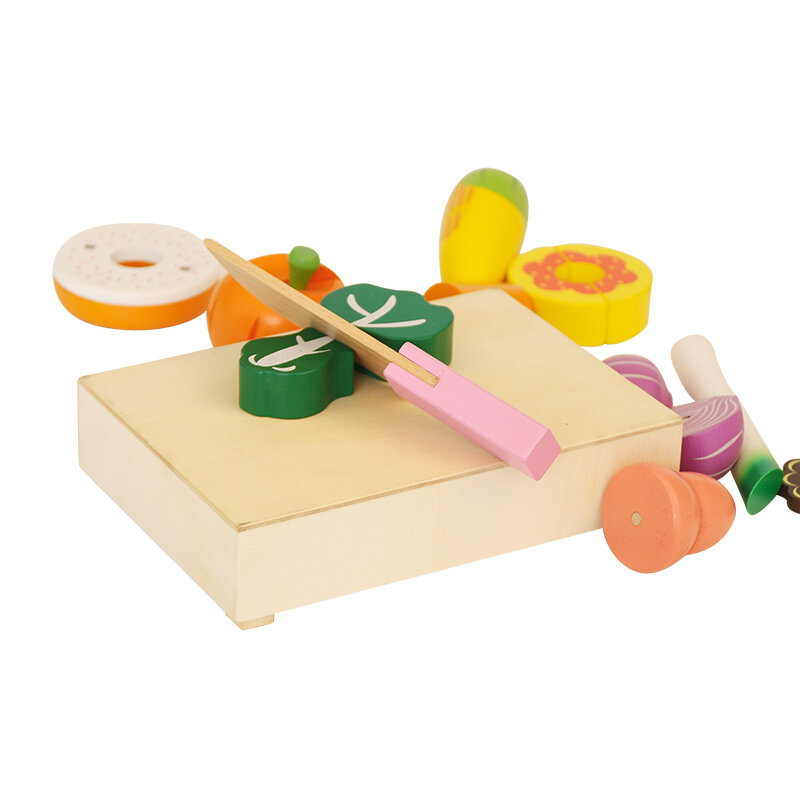 Brinquedos de cozinha de madeira, corte de frutas, vegetais, brinquedos miniatura de comida para crianças, bebê, educação precoce