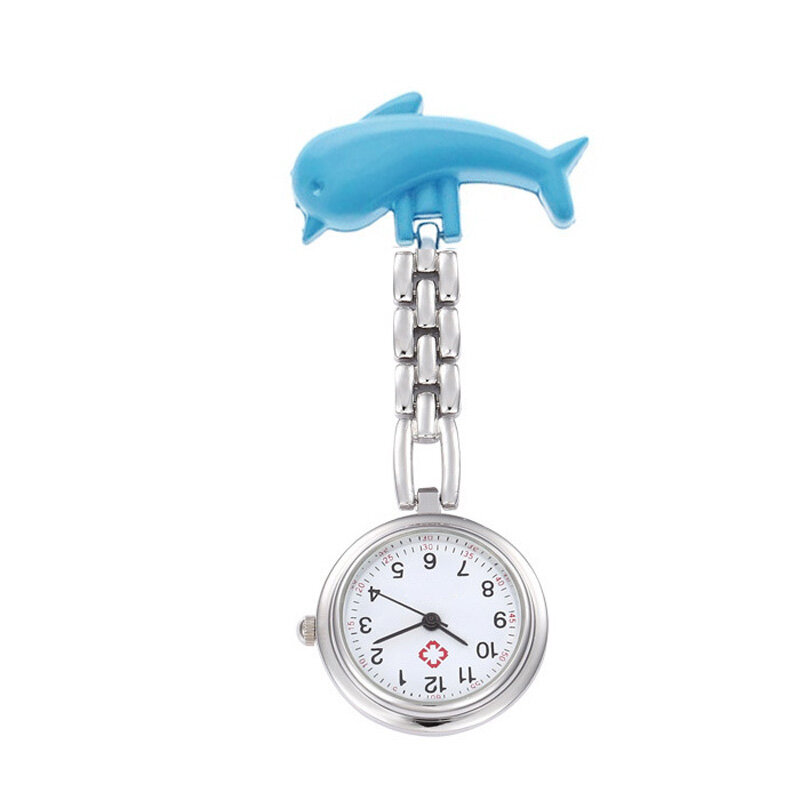 5 kolorów pielęgniarki damski zegarek kieszonkowy delfiny zegarki kwarcowe zegarek ze stopu mody Smiley stół pielęgniarski zegarki wysokiej jakości ~ LL