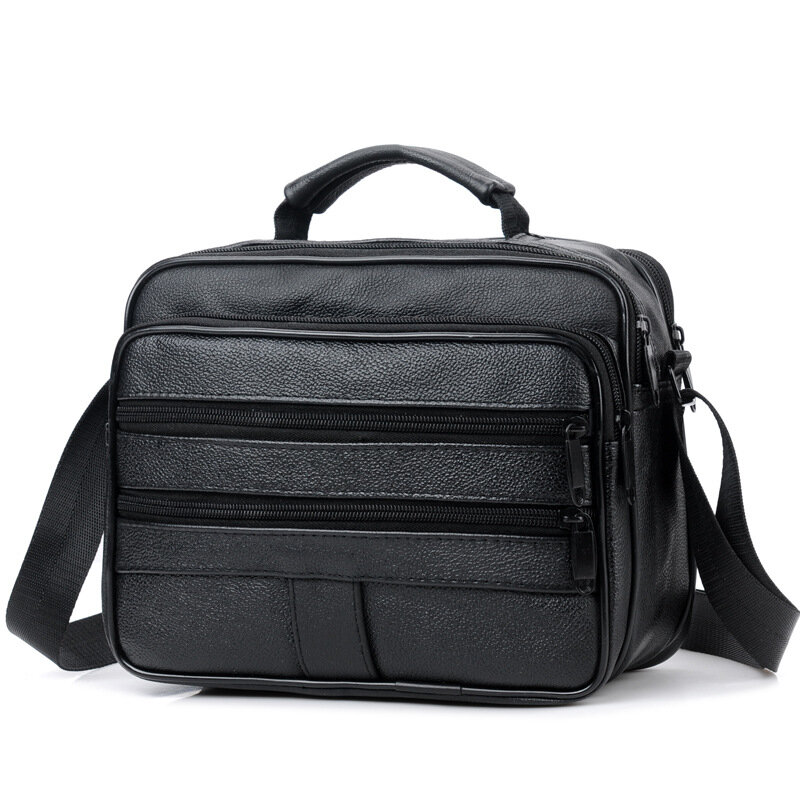 Bolsa de couro com zíper saco de negócios preto masculino sacos de ombro sacos do mensageiro dos homens maletas saco crossbody