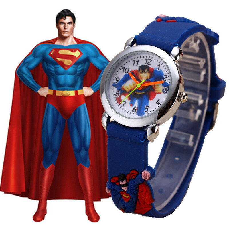 Dzieci Cartoon superman zegarki 3D gumowy pasek dzieci zegarek Kitty zegarek kwarcowy zegar godziny Relojes Relogio Saat Hodinky Horloge