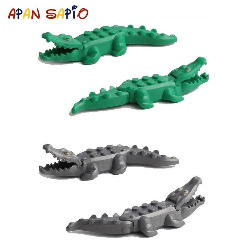 Modelo de blocos de construção animal para crianças, crocodilo e leopardo, jogos educativos, brinquedos de tijolo para crianças