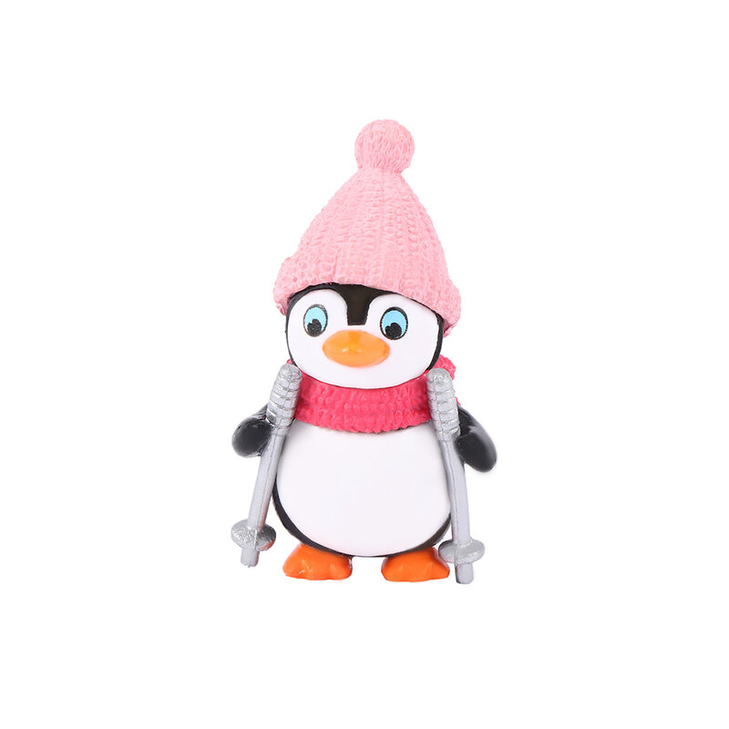 Mini juguete de pingüino de invierno DIY, estatuilla en miniatura para niños, regalo de cumpleaños, decoración, 4 piezas por juego