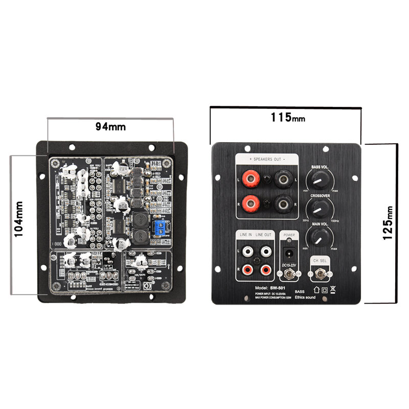 HIFIDIY — Enceinte LIVE 2.1, panneau amplificateur de caisson de basses, TPA3118 Audio 30W x 2 + 60W avec sortie indépendante